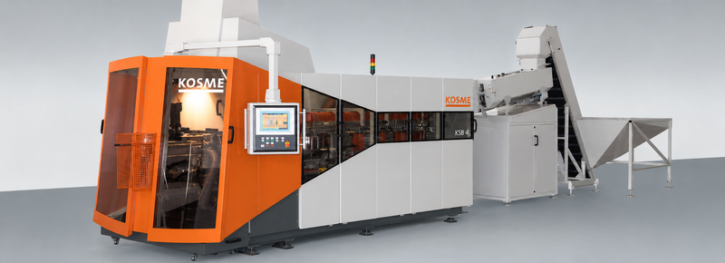 Automated compressed air and water supply for stretch blow molding machines