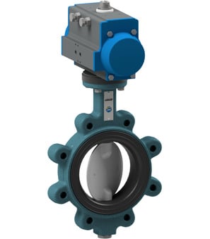 Leptir ventil s pneumatskim rotacijskim pogonom BULI-100-DSC-D32