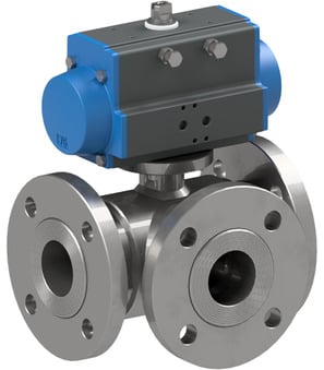 Flanschkugelhahn mit Druckluftdrehantrieb BA056-15-S0